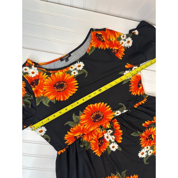 Tralibee Black & Orange Floral Dress & Cathy Sleeveless Midi Dress Bundle Size L - Picture 3 of 10